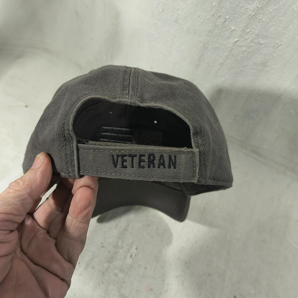 Men's Adjustable Charcoal Grey Black And Grey American Flag Cap By Cap America